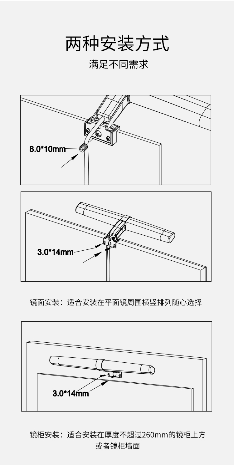 镜前灯安装方式